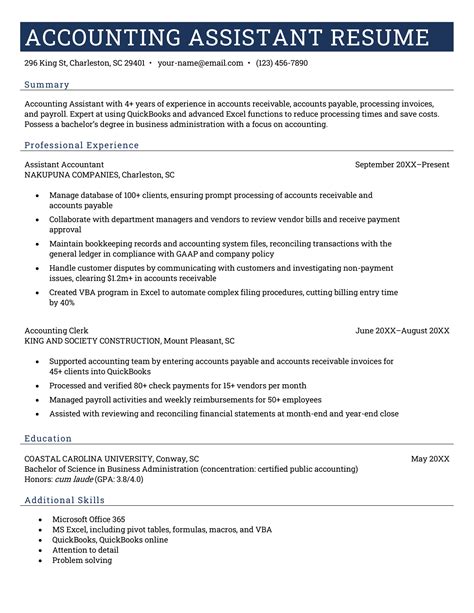 senior accounts assistant skills for resume|Accounting Assistant Resume Examples for 2024